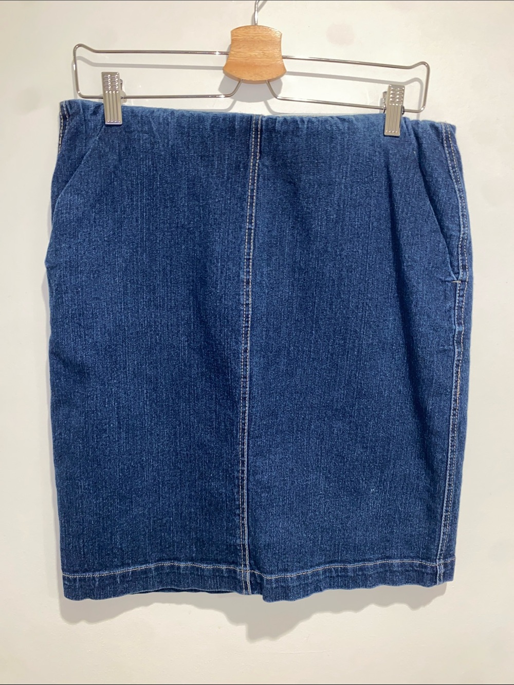Classic Blue Denim Pencil Skirt - Women's With Pockets